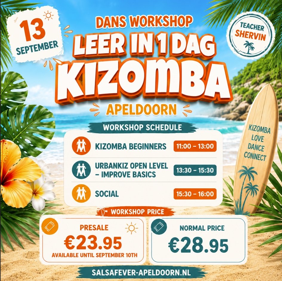 13 Sept Ticket - Kizomba Bootcamp In Apeldoorn | Learn Kizomba 1 Day