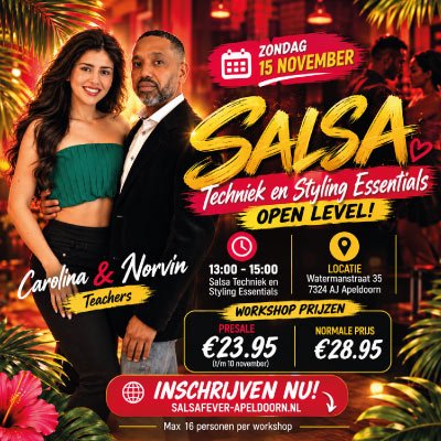 15 Nov Ticket - 💃 Salsa Techniek En Styling Essentials - Open Level!